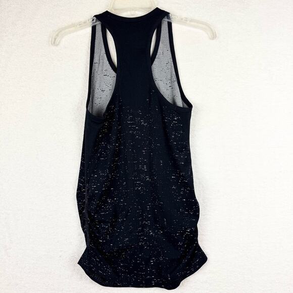 Athleta Speedlight Speckle Stretch Ruched Racerback Tank Black Speck Size S Yoga - Picture 11 of 14
